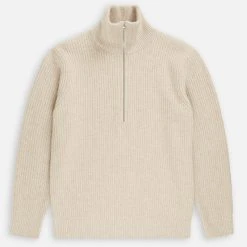 Closed Oatmeal Zip Wool Sweater