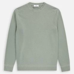 Closed Light Green Organic Cashmere Crewneck Sweater